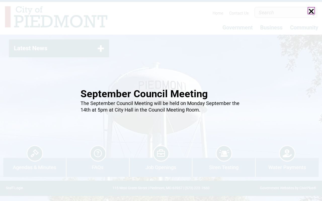 Official Piedmont city government page